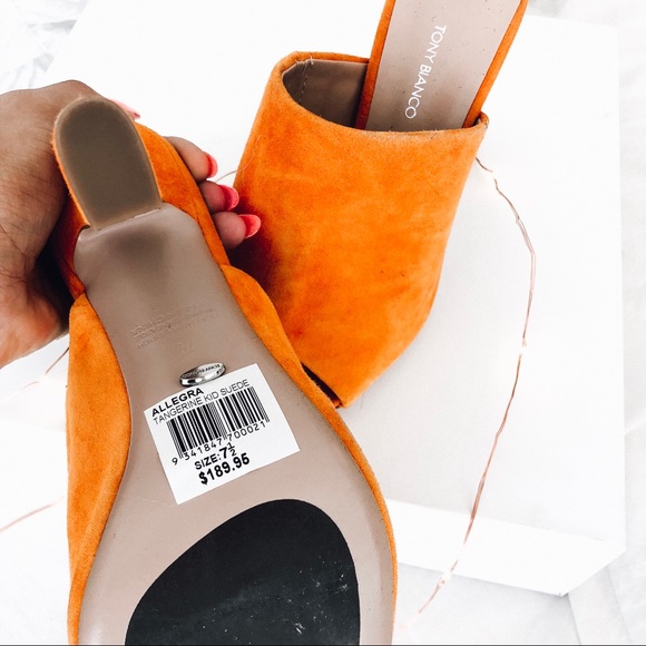 Tony Bianco Allegra Heeled Mules in Orange - Picture 3 of 5